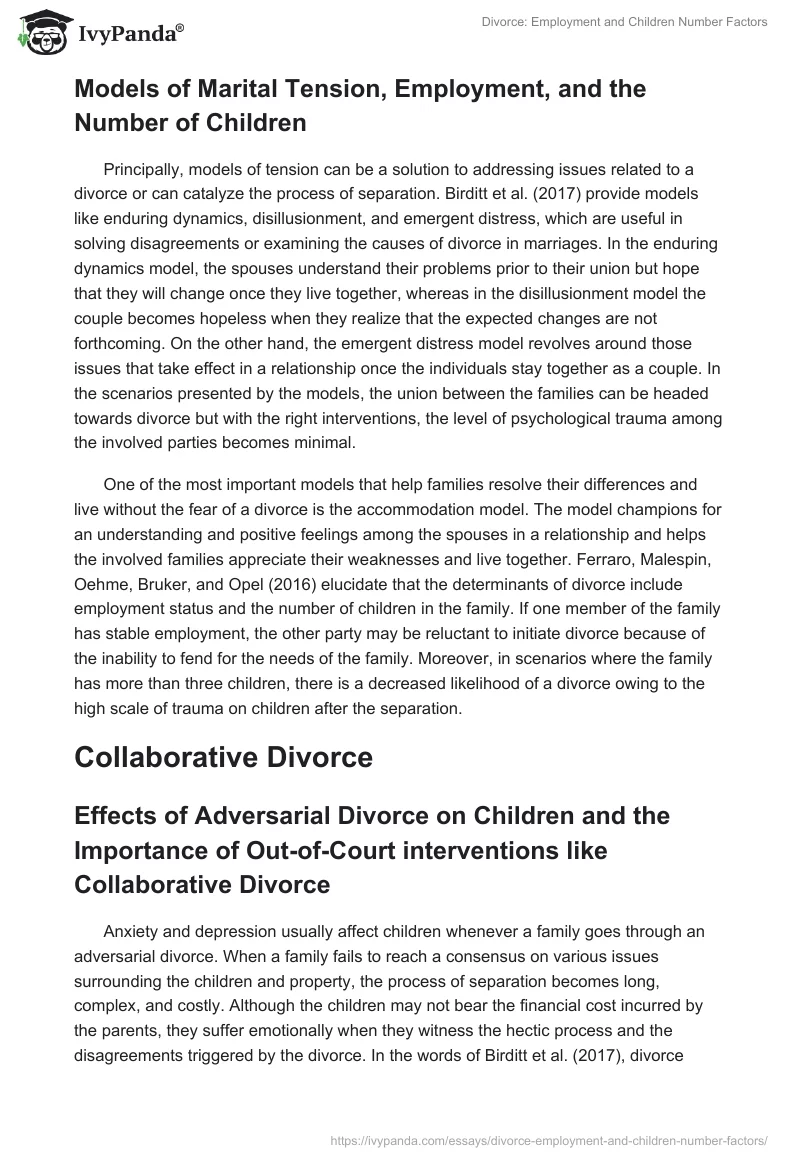 Divorce: Employment and Children Number Factors. Page 3