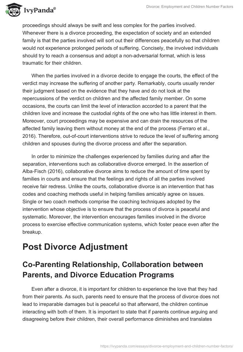 Divorce: Employment and Children Number Factors. Page 4