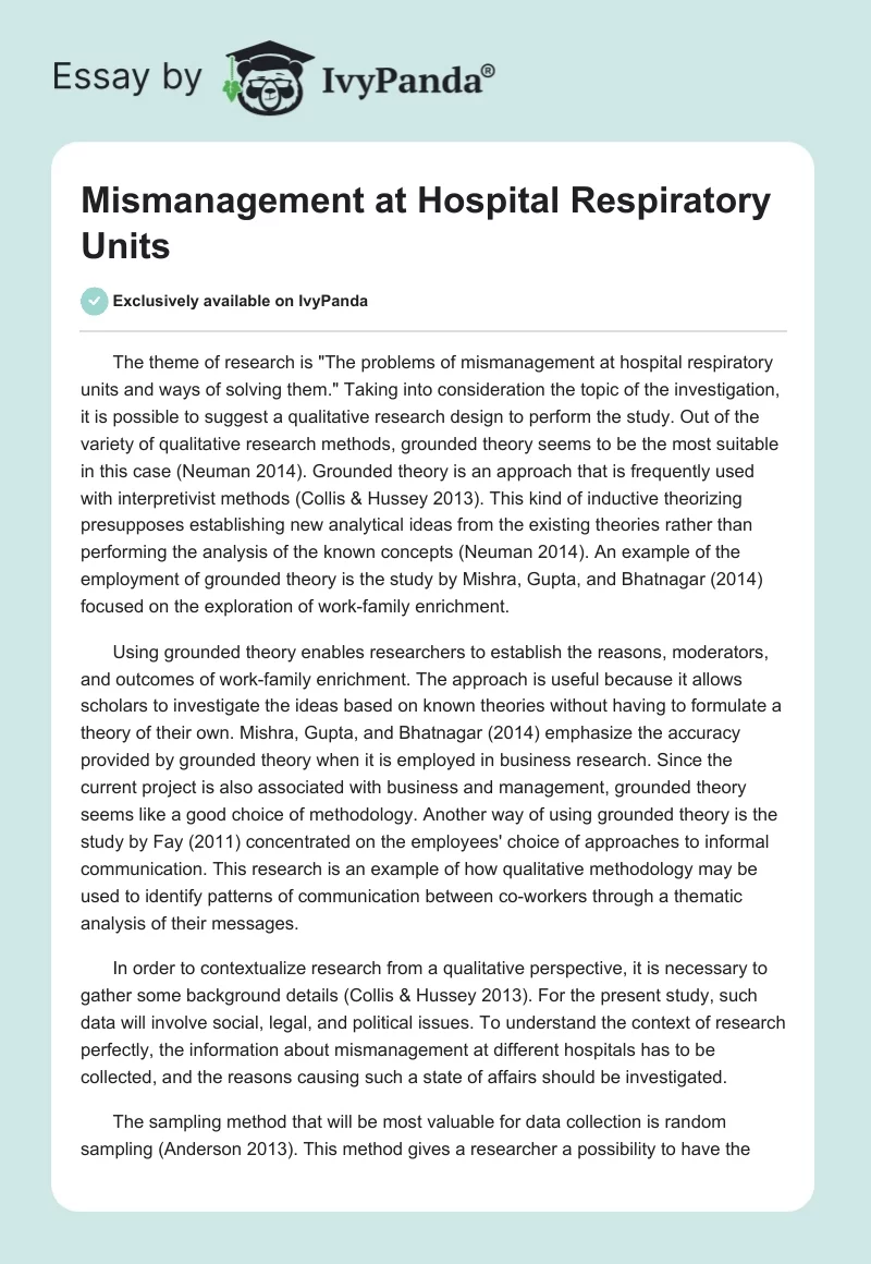 Mismanagement at Hospital Respiratory Units. Page 1