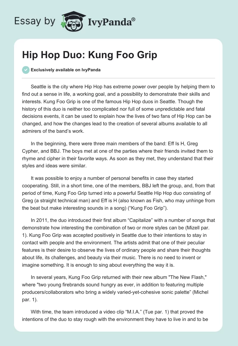 Hip Hop Duo: Kung Foo Grip. Page 1