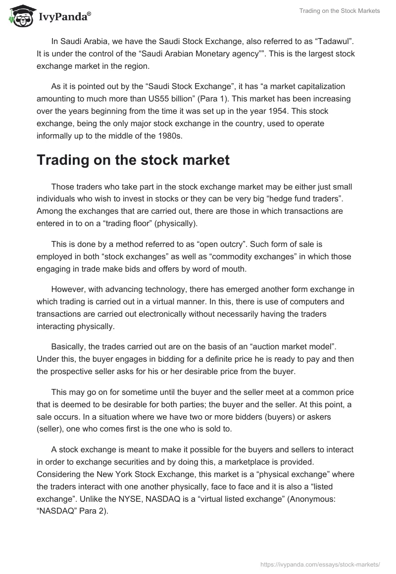 Trading on the Stock Markets. Page 2