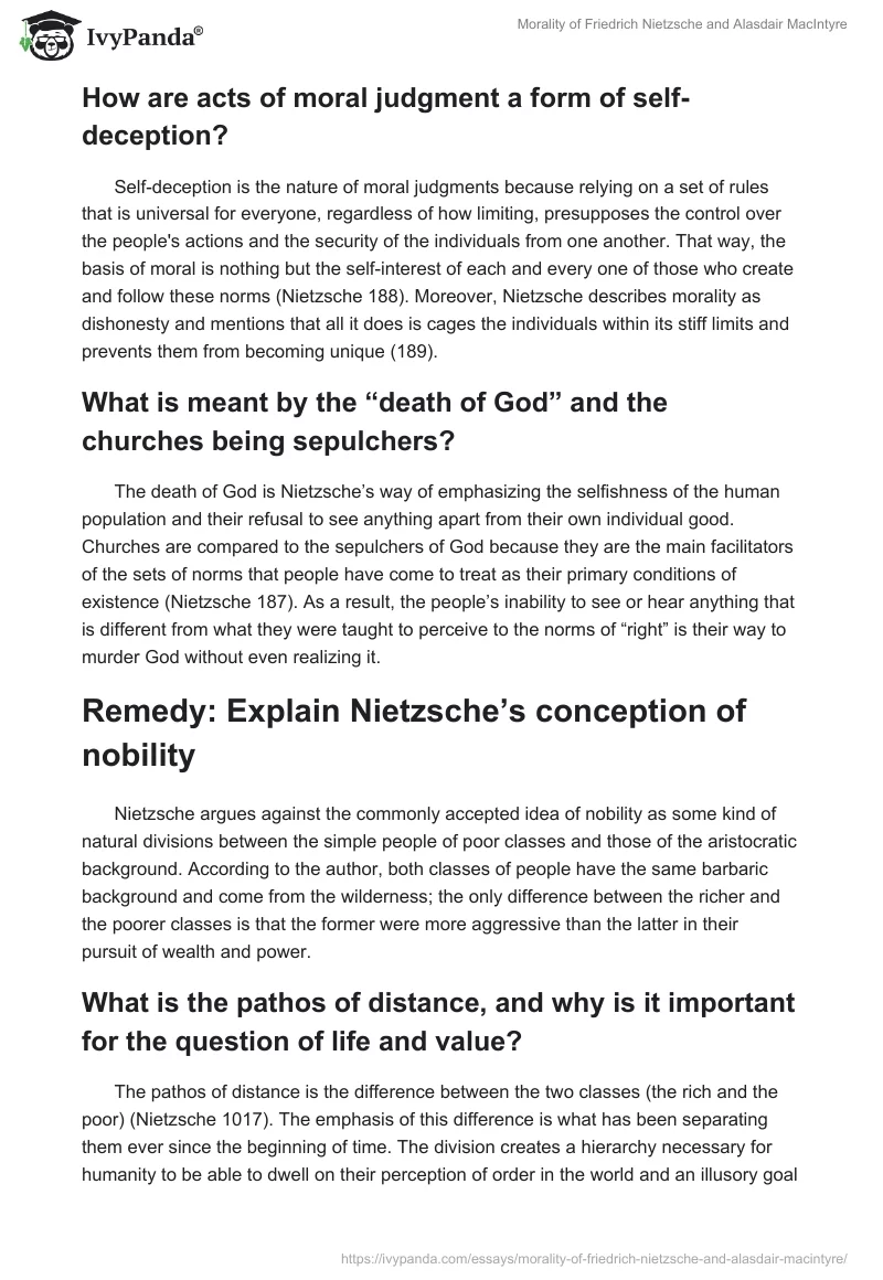Morality of Friedrich Nietzsche and Alasdair MacIntyre. Page 2