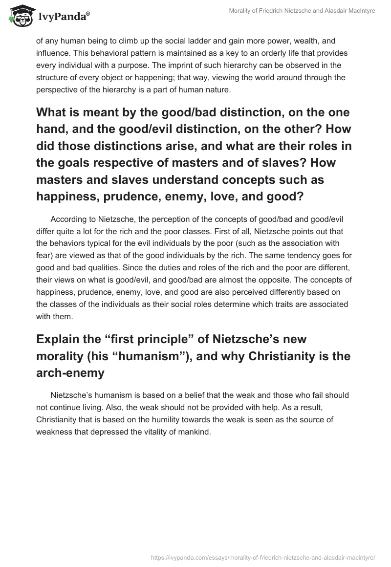 Morality of Friedrich Nietzsche and Alasdair MacIntyre. Page 3