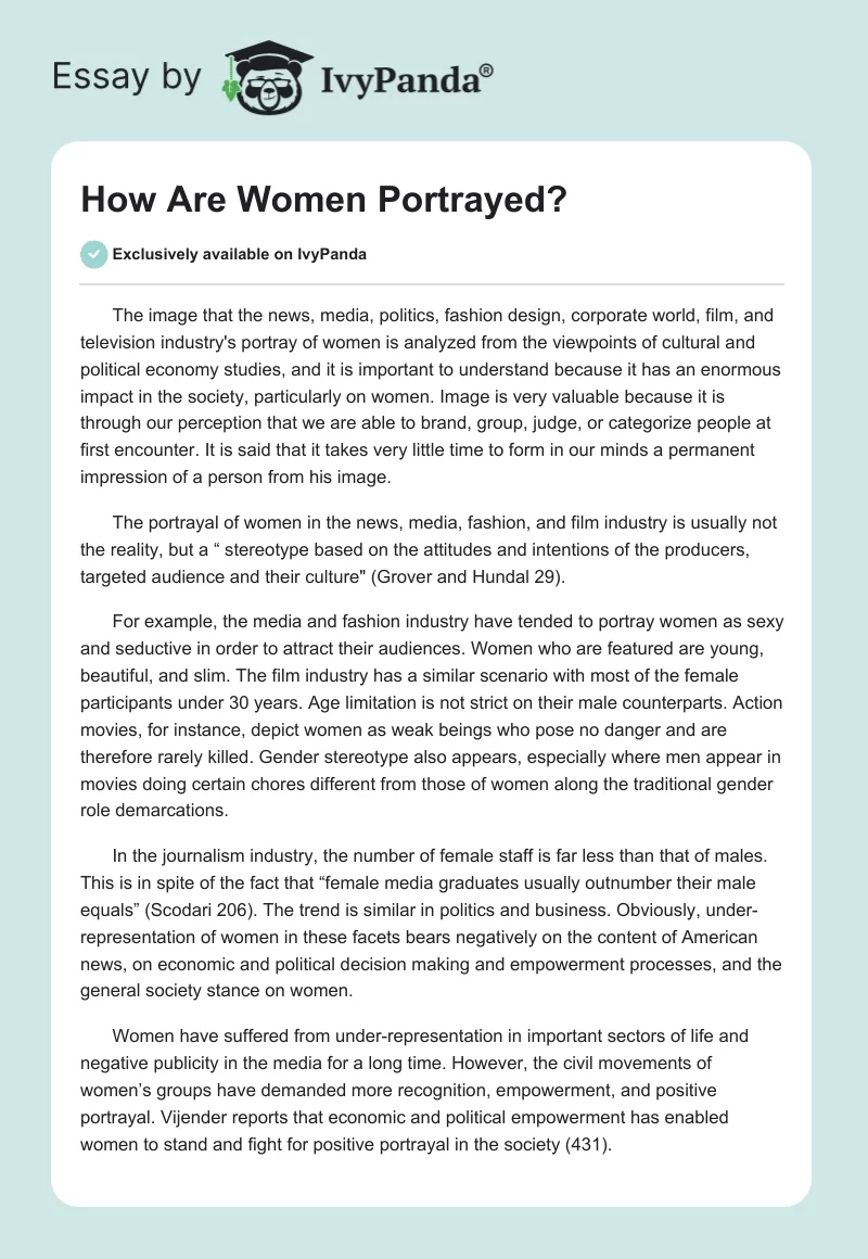 How Are Women Portrayed?. Page 1