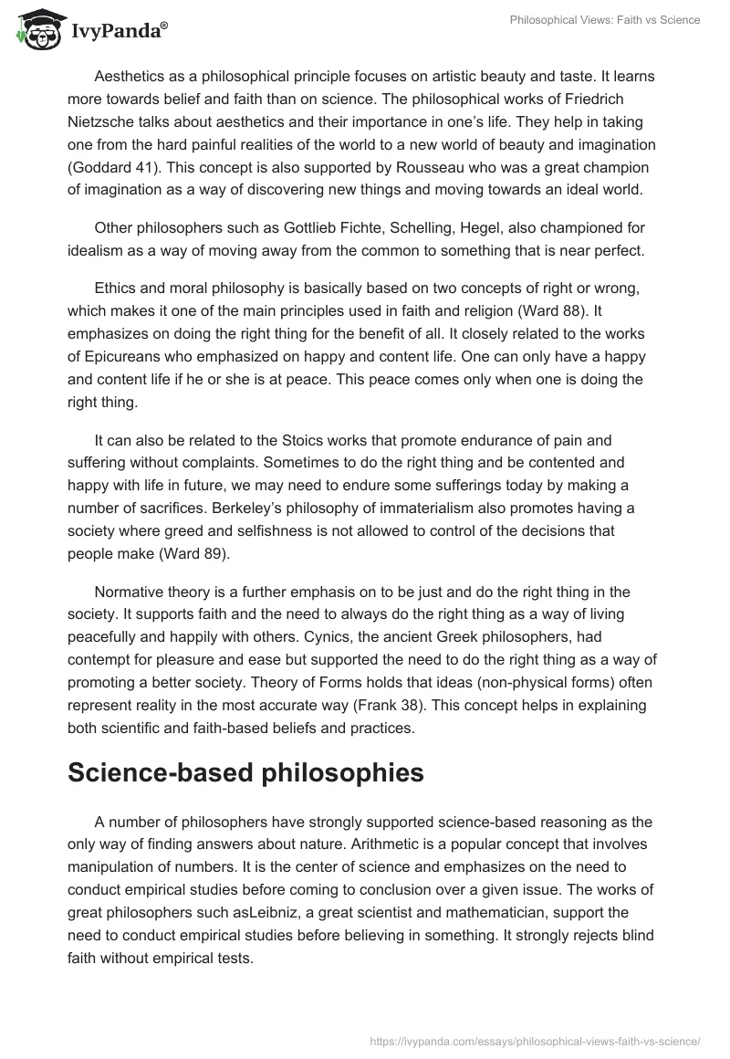 Philosophical Views: Faith vs. Science. Page 2