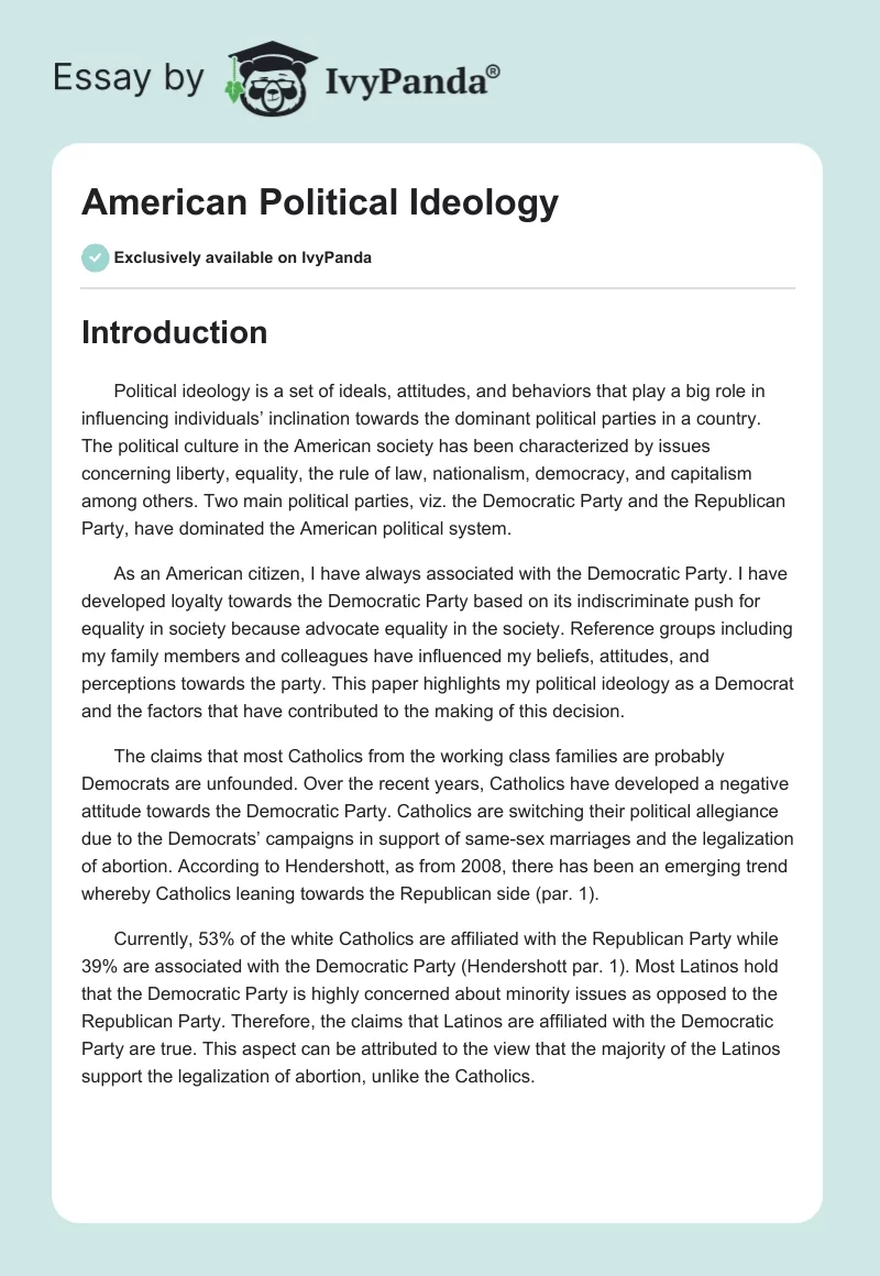 American Political Ideology. Page 1