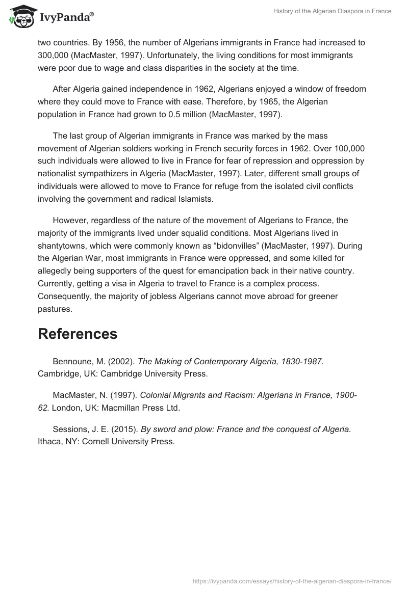 History of the Algerian Diaspora in France. Page 2