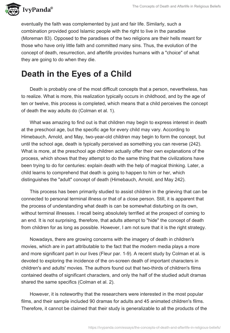 essay about death and afterlife