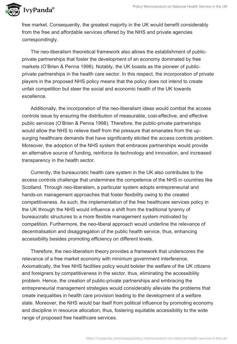 Policy Memorandum on National Health Service in the UK. Page 4