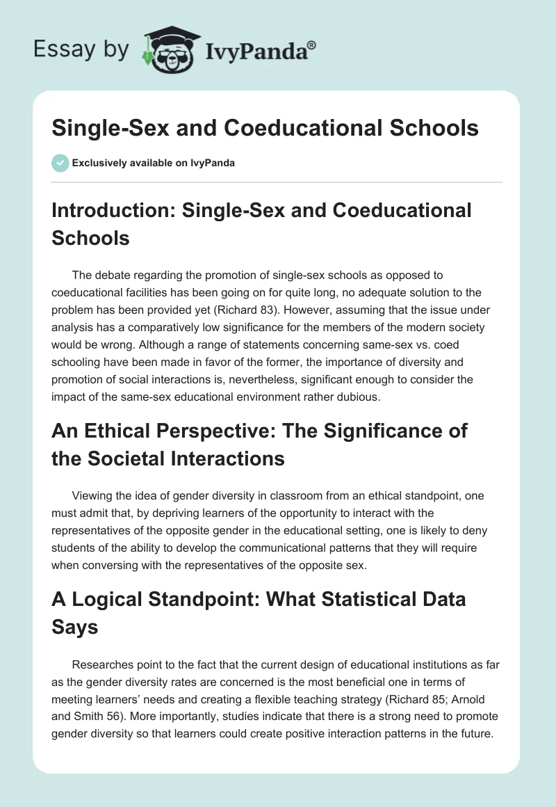 Single-Sex and Coeducational Schools. Page 1