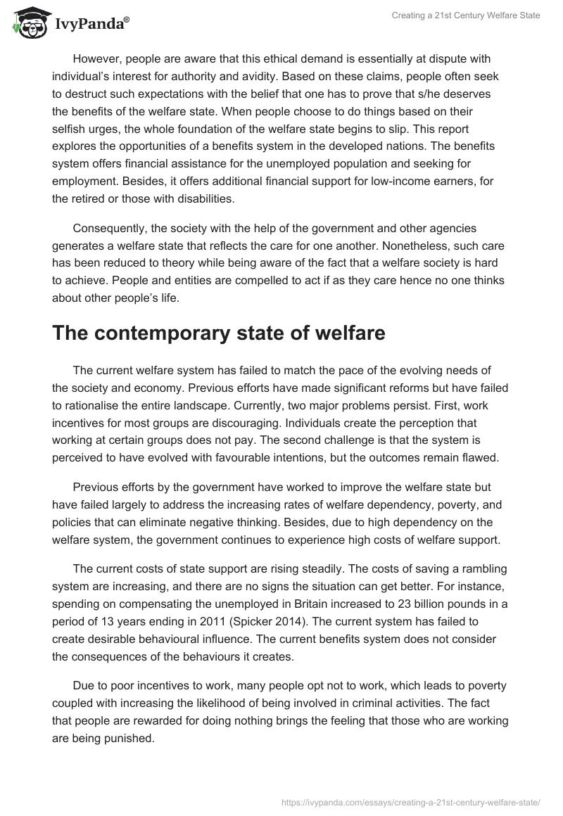 Creating a 21st Century Welfare State. Page 2