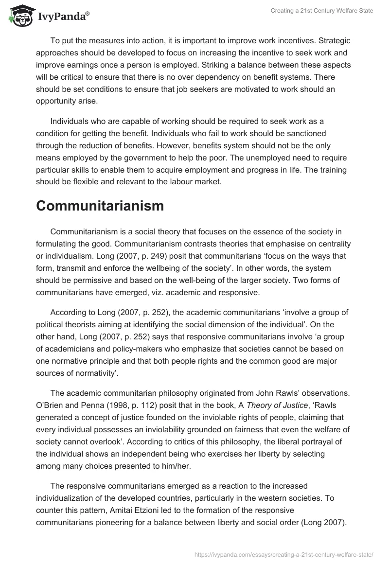 Creating a 21st Century Welfare State. Page 3