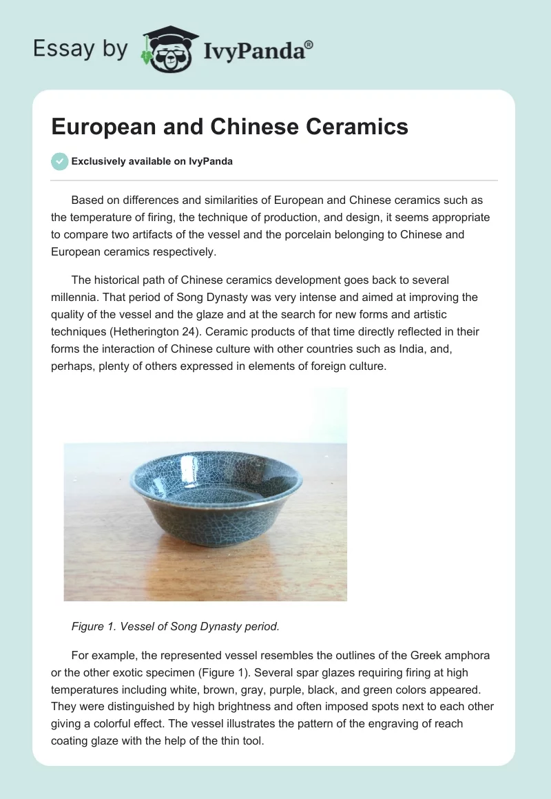 European and Chinese Ceramics. Page 1