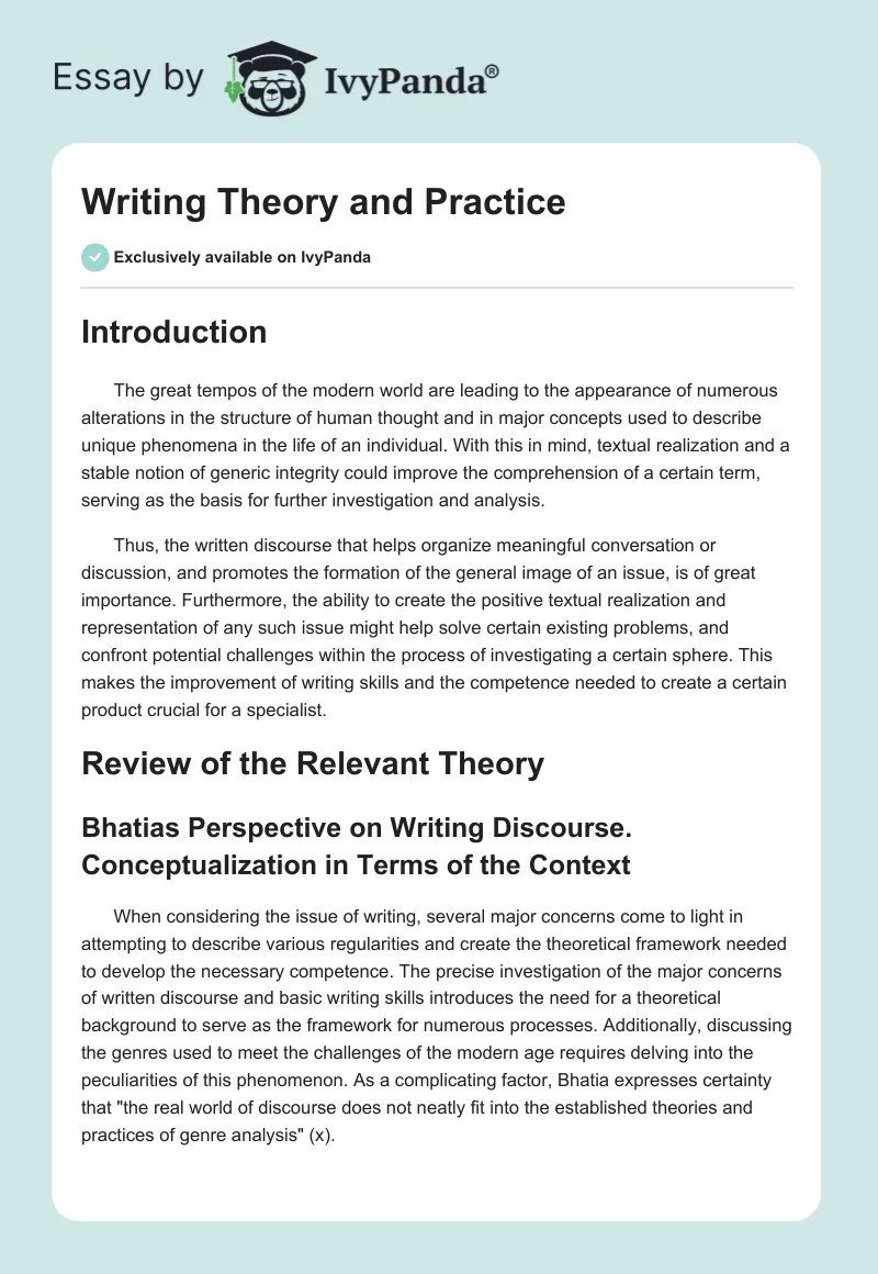 Writing Theory and Practice. Page 1