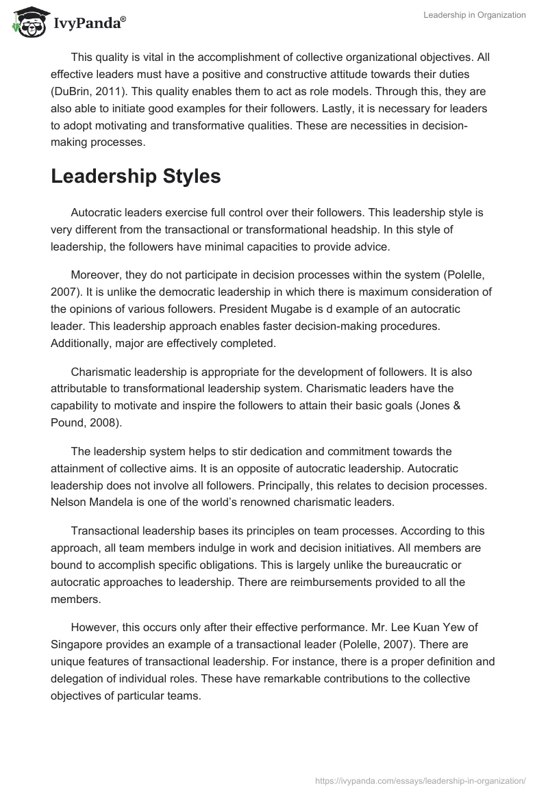 Leadership in Organization. Page 3