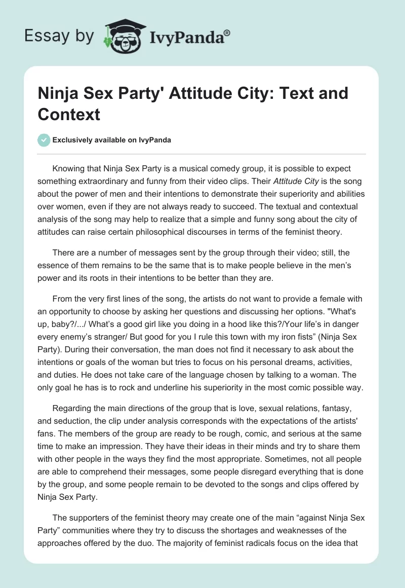 Ninja Sex Party' "Attitude City": Text and Context. Page 1