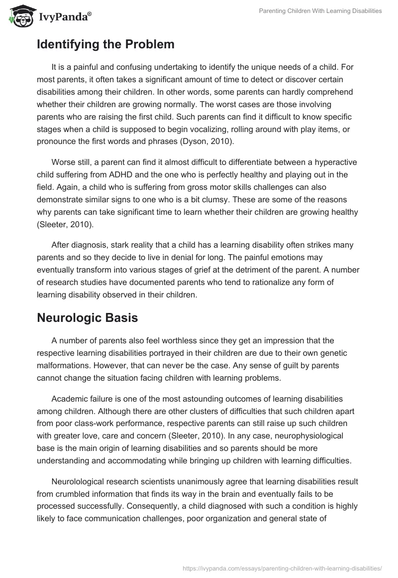 Parenting Children With Learning Disabilities. Page 2
