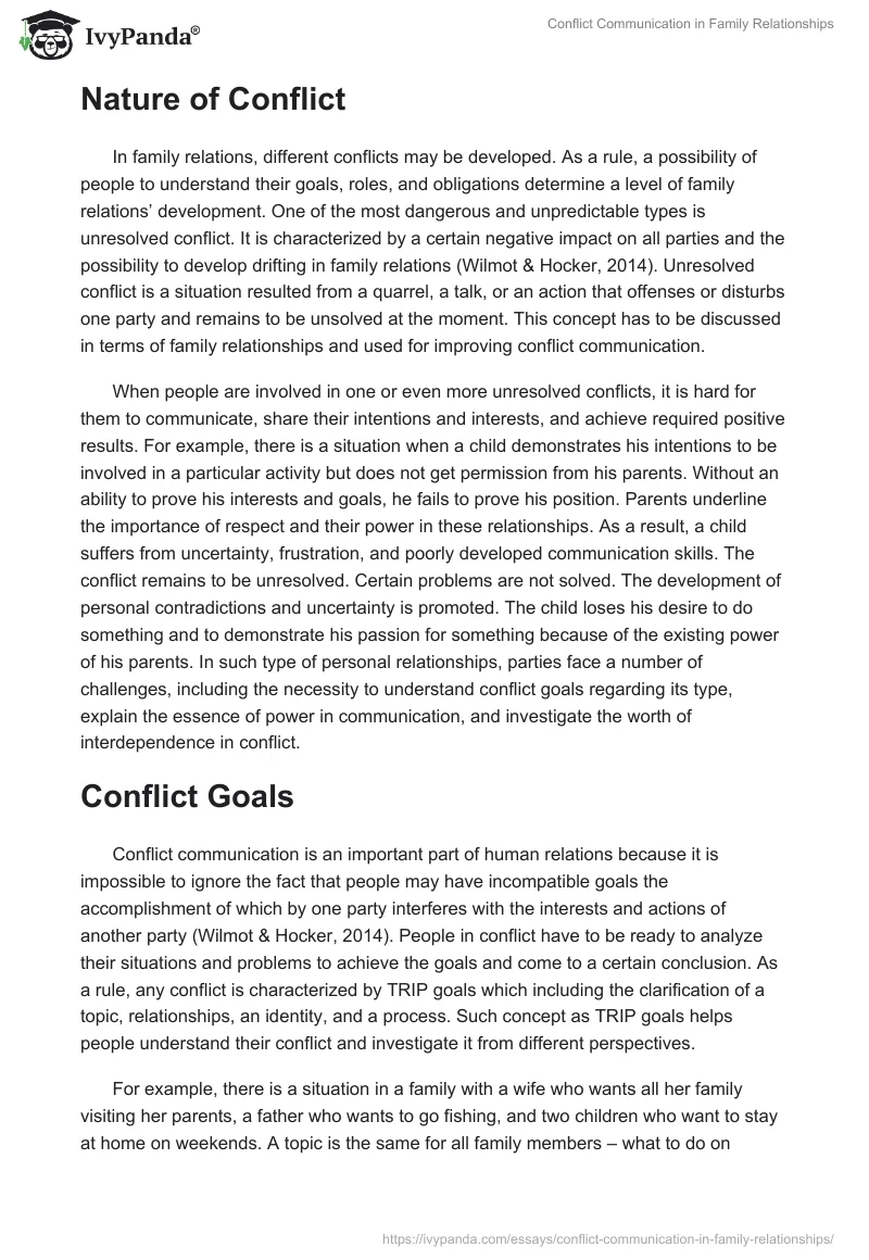 Conflict Communication in Family Relationships. Page 2