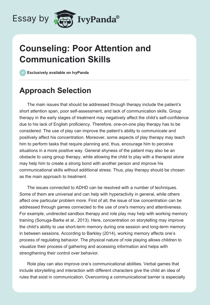 Counseling: Poor Attention and Communication Skills. Page 1