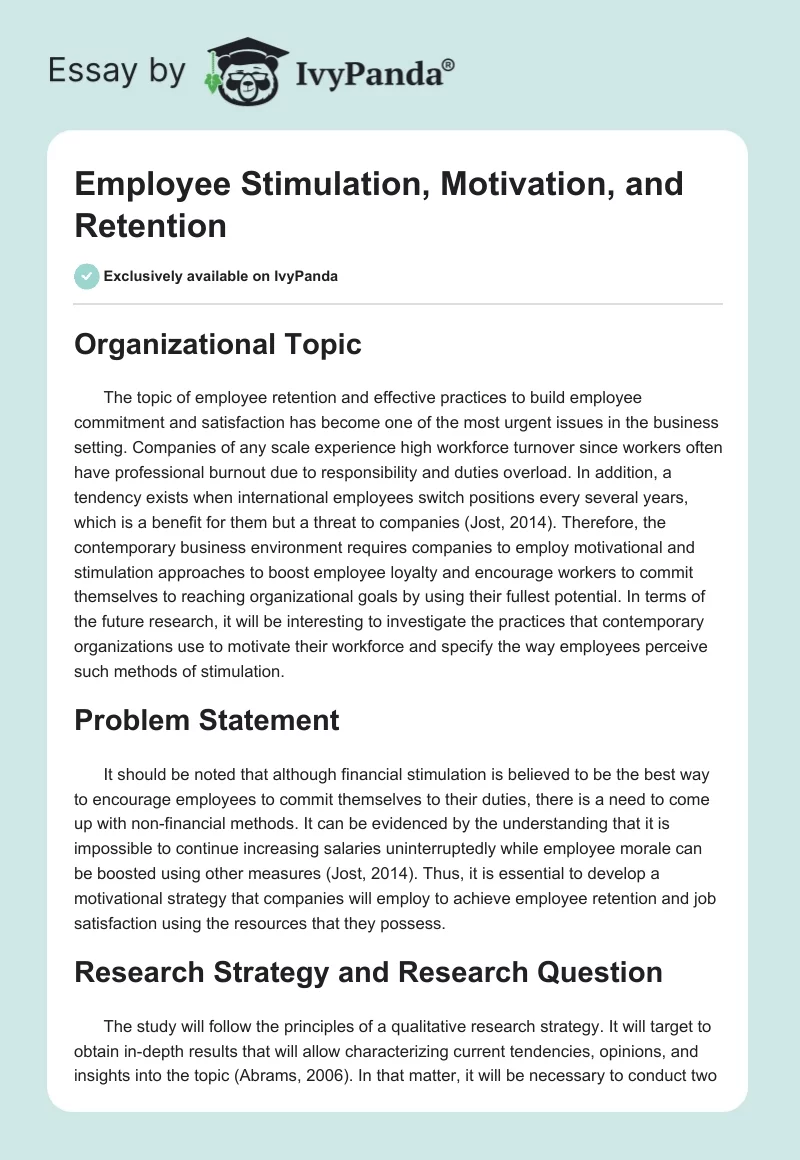 Employee Stimulation, Motivation, and Retention. Page 1