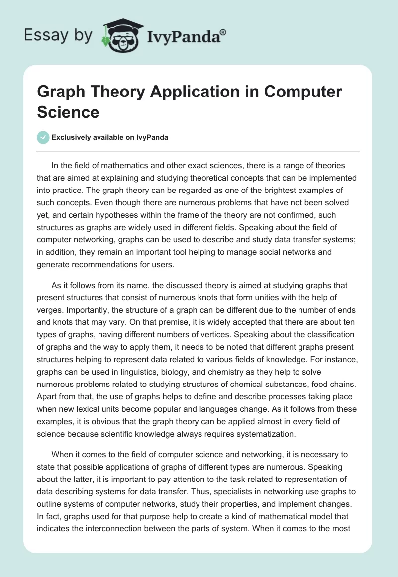 Graph Theory Application in Computer Science. Page 1