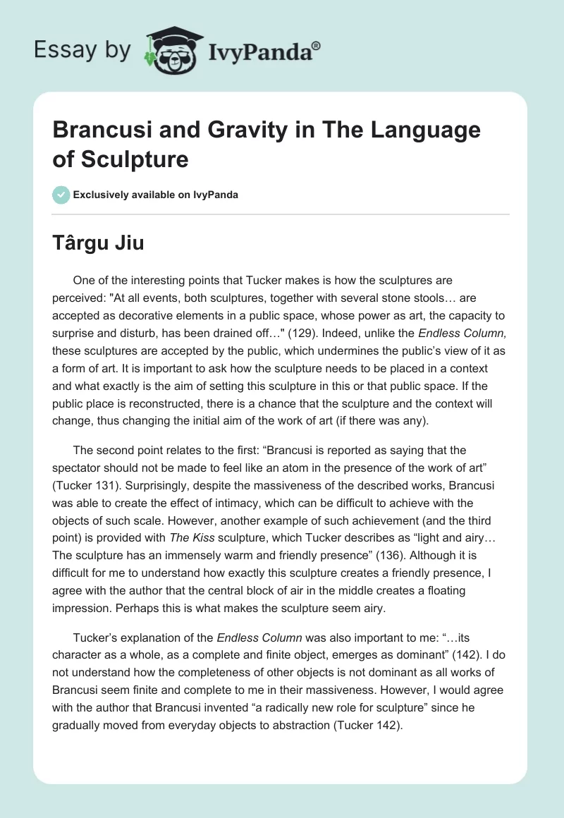 Brancusi and Gravity in "The Language of Sculpture". Page 1