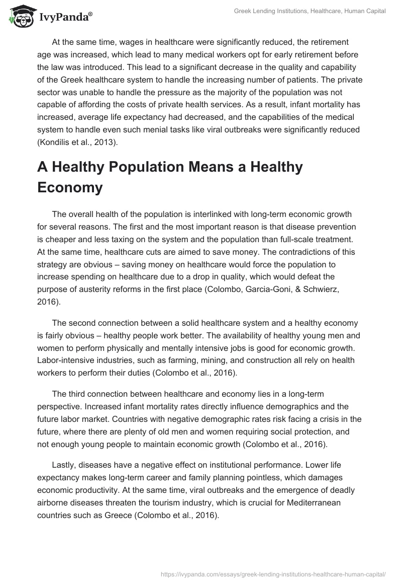 Greek Lending Institutions, Healthcare, Human Capital. Page 3