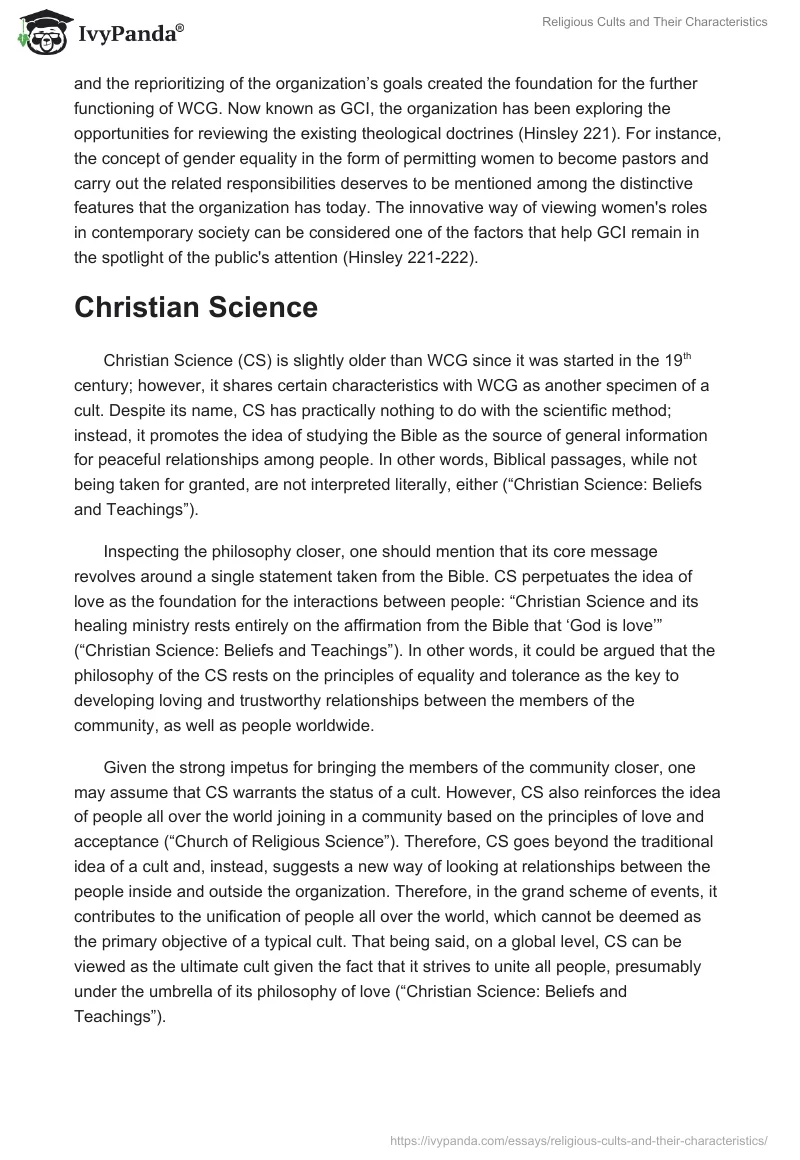 Religious Cults and Their Characteristics. Page 2