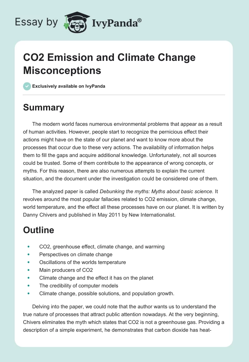CO2 Emission and Climate Change Misconceptions. Page 1