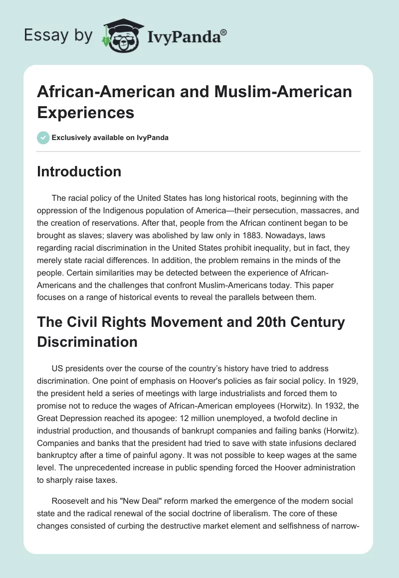 African-American and Muslim-American Experiences. Page 1