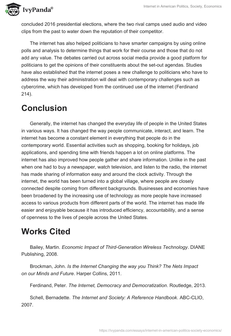 Internet in American Politics, Society, Economics. Page 4