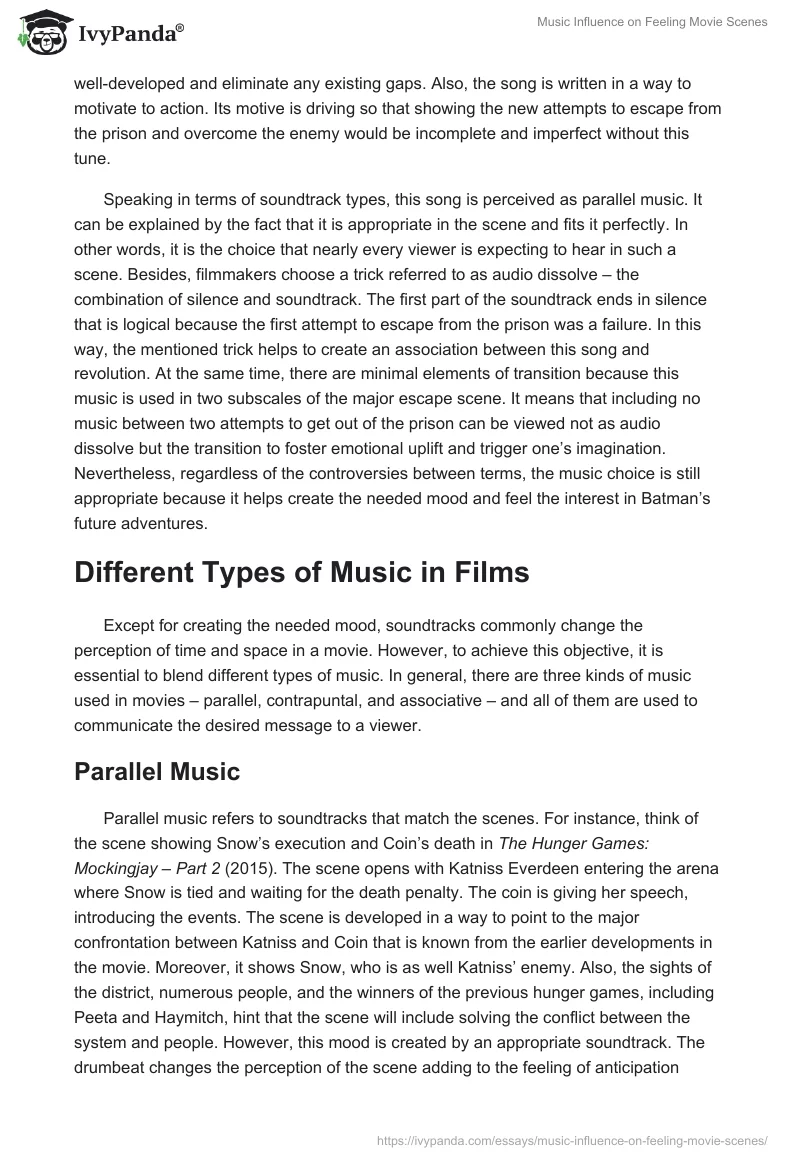 Music Influence on Feeling Movie Scenes. Page 2