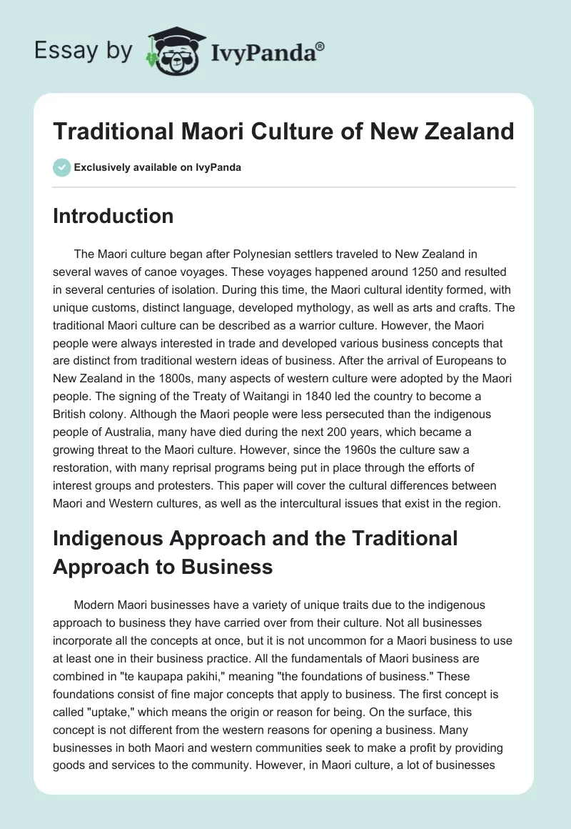 Traditional Maori Culture of New Zealand. Page 1