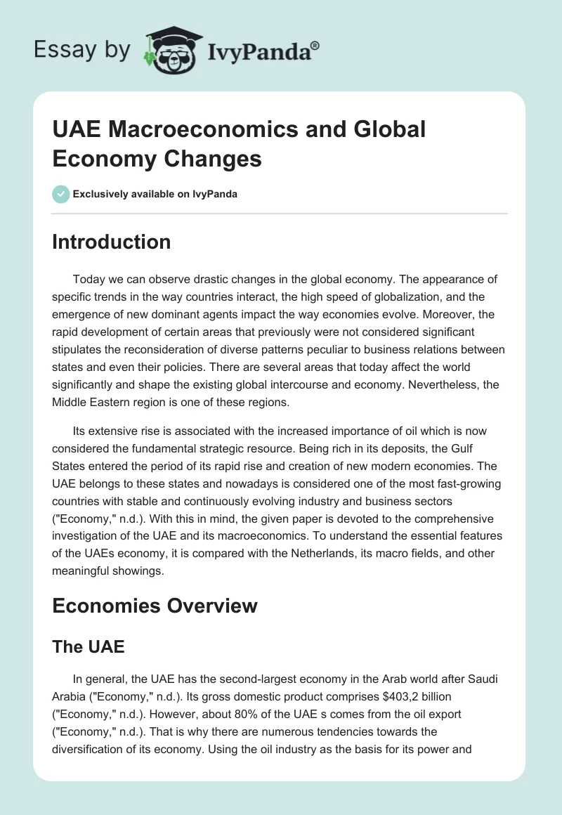 UAE Macroeconomics and Global Economy Changes. Page 1