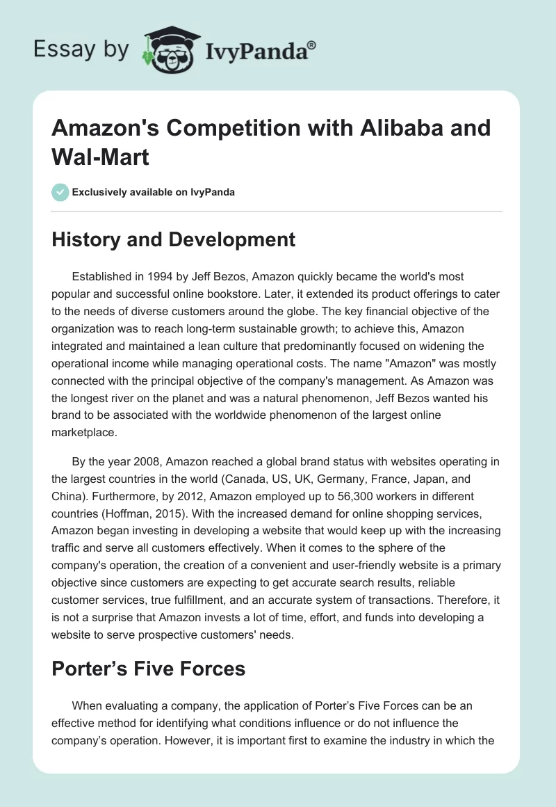 Amazon's Competition With Alibaba and Wal-Mart. Page 1