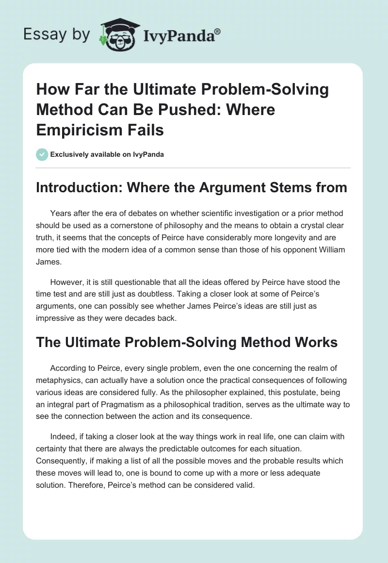 How Far the Ultimate Problem-Solving Method Can Be Pushed: Where Empiricism Fails. Page 1
