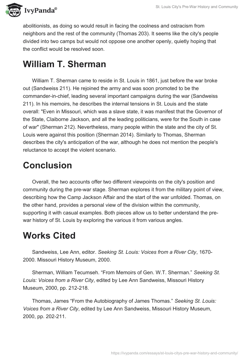 St. Louis City's Pre-War History and Community. Page 2