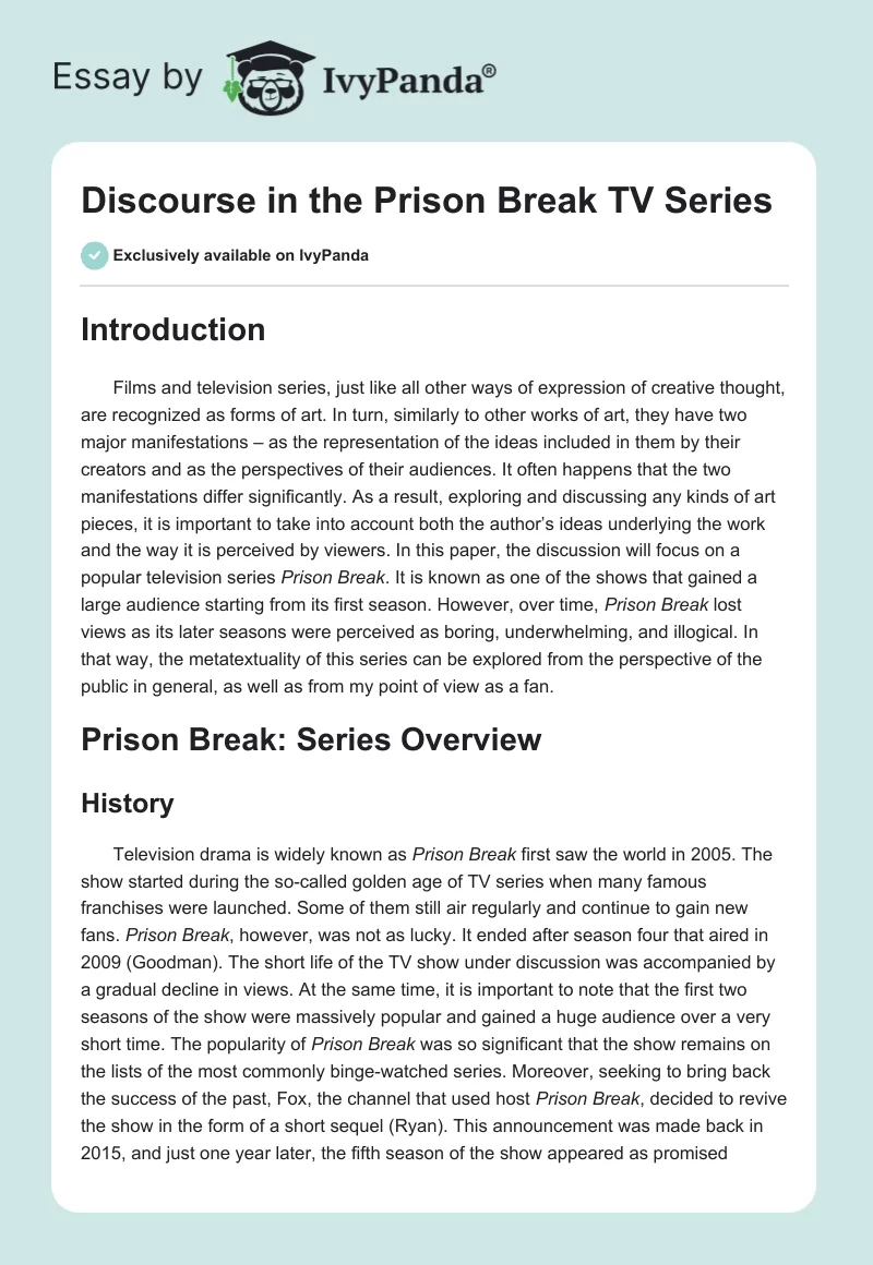 Discourse in the "Prison Break" TV Series. Page 1