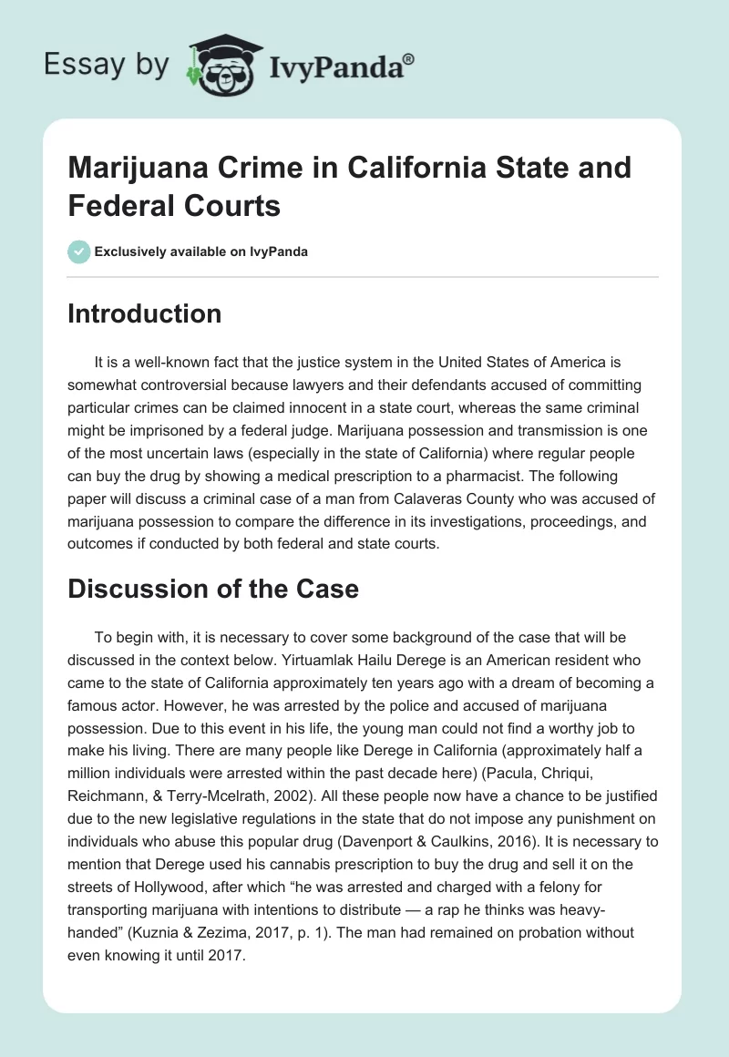 Marijuana Crime in California State and Federal Courts. Page 1