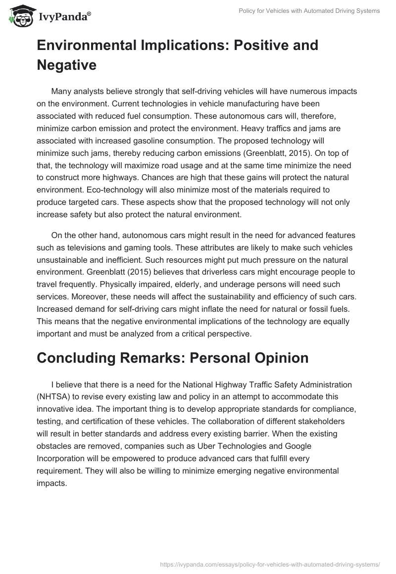 Policy for Vehicles with Automated Driving Systems. Page 2