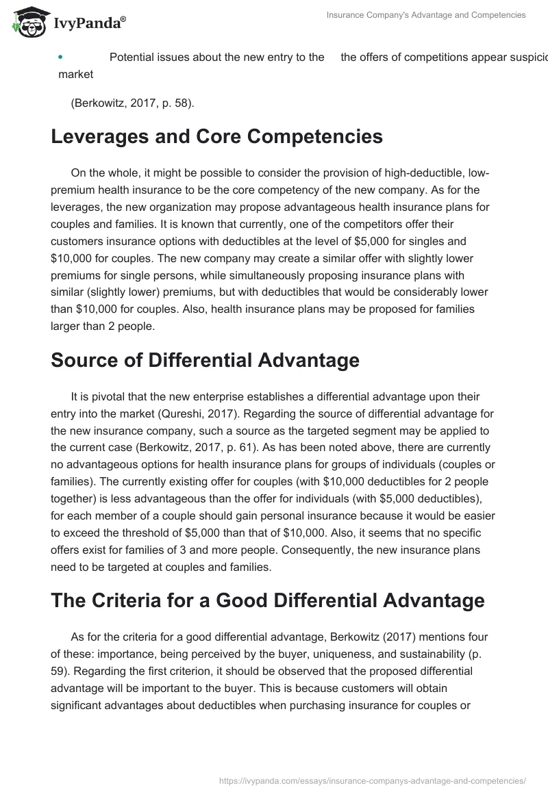 Insurance Company's Advantage and Competencies. Page 2
