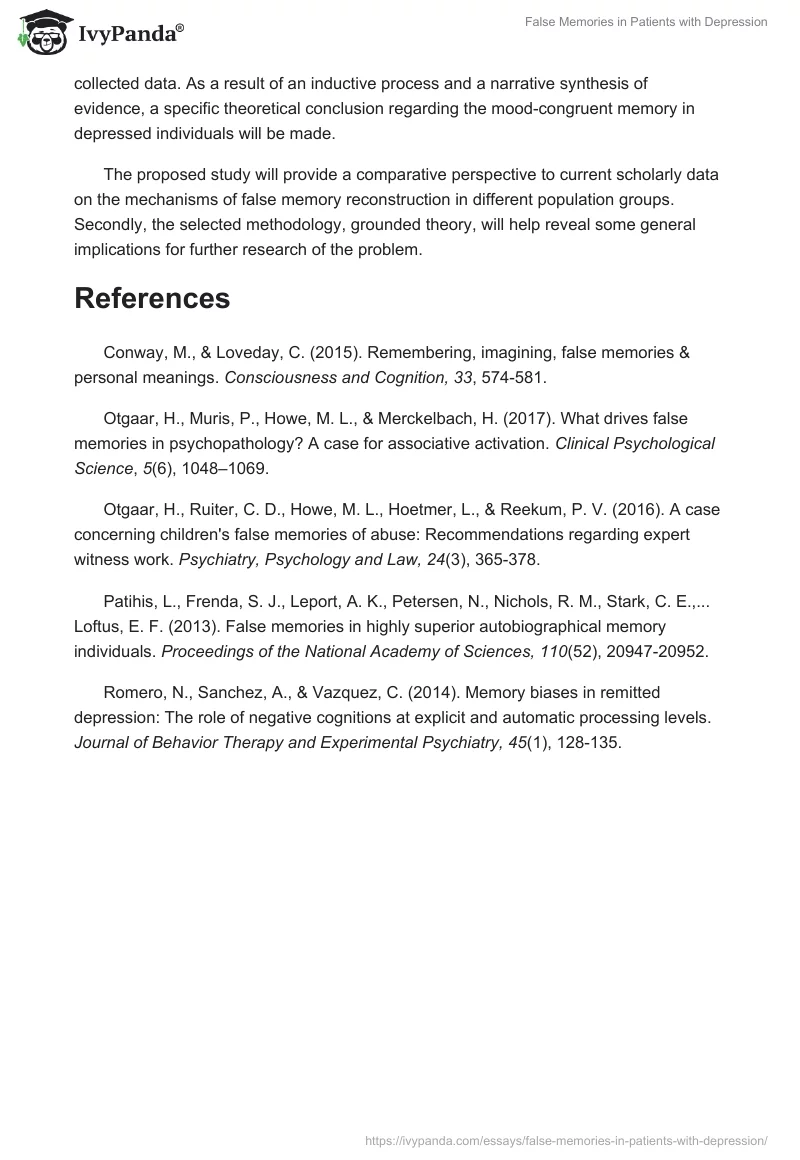 False Memories in Patients with Depression. Page 2