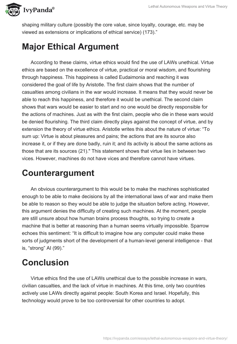 Lethal Autonomous Weapons and Virtue Theory. Page 3
