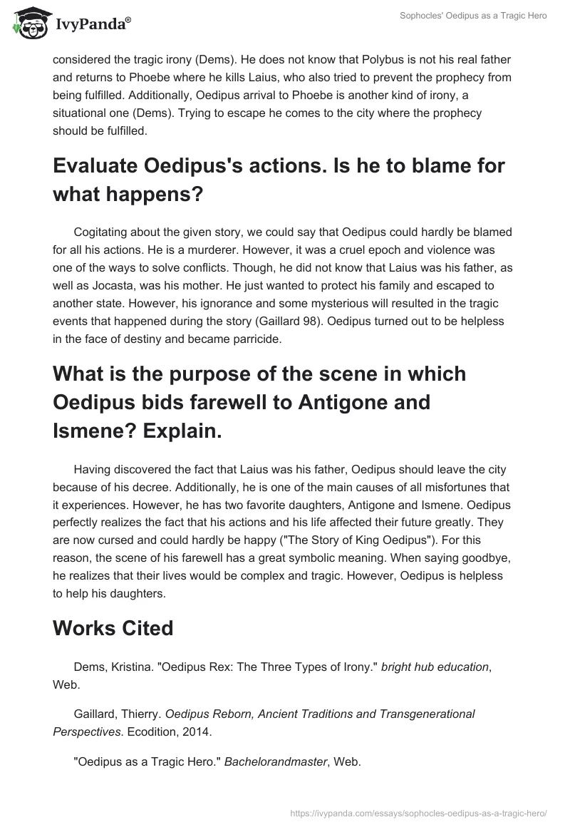 Sophocles' Oedipus as a Tragic Hero. Page 2