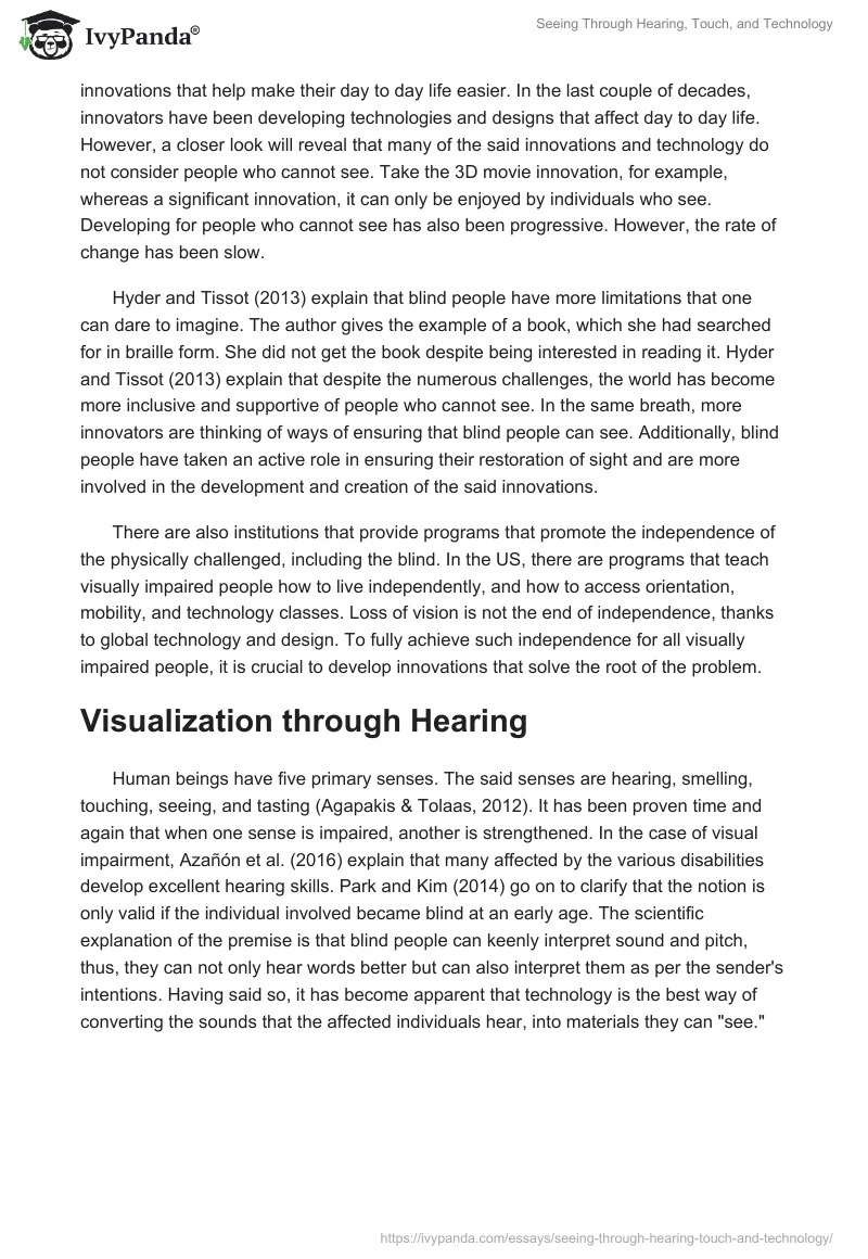 Seeing Through Hearing, Touch, and Technology. Page 2