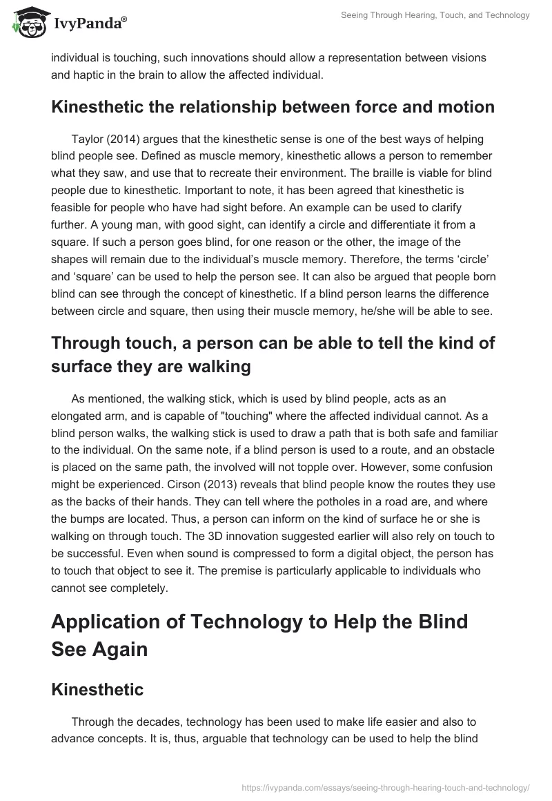 Seeing Through Hearing, Touch, and Technology. Page 4