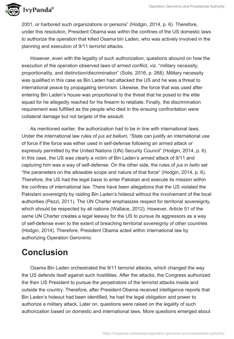 Operation Geronimo and Presidential Authority. Page 2