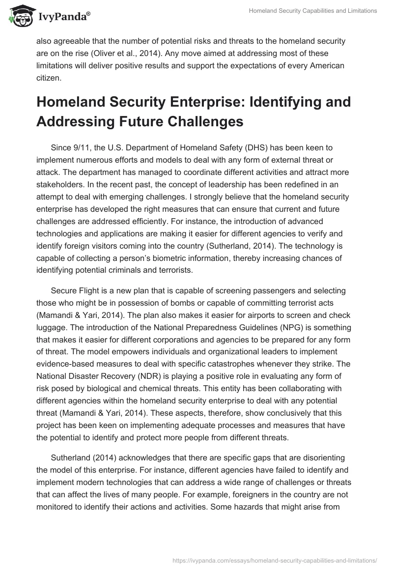 Homeland Security Capabilities and Limitations. Page 3