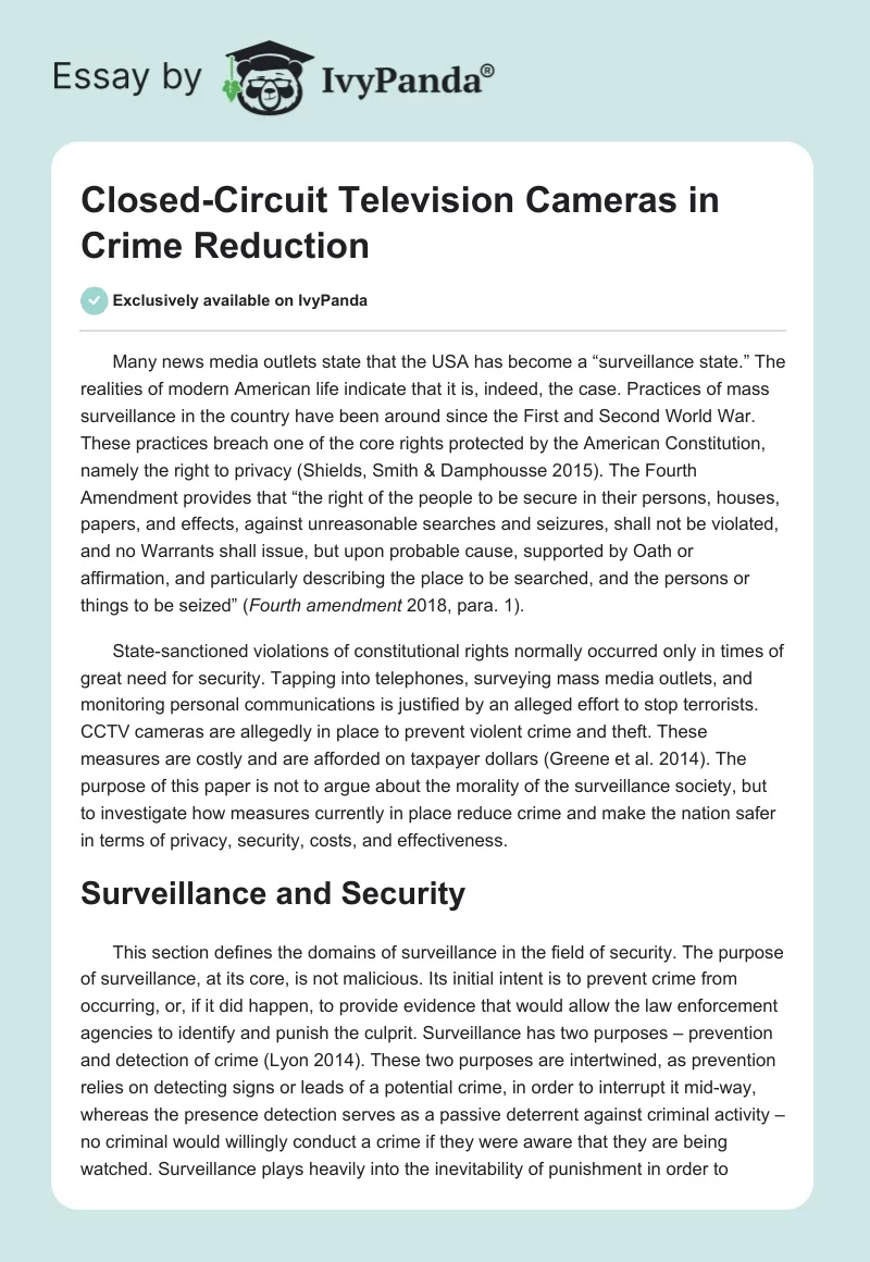 Closed-Circuit Television Cameras in Crime Reduction. Page 1