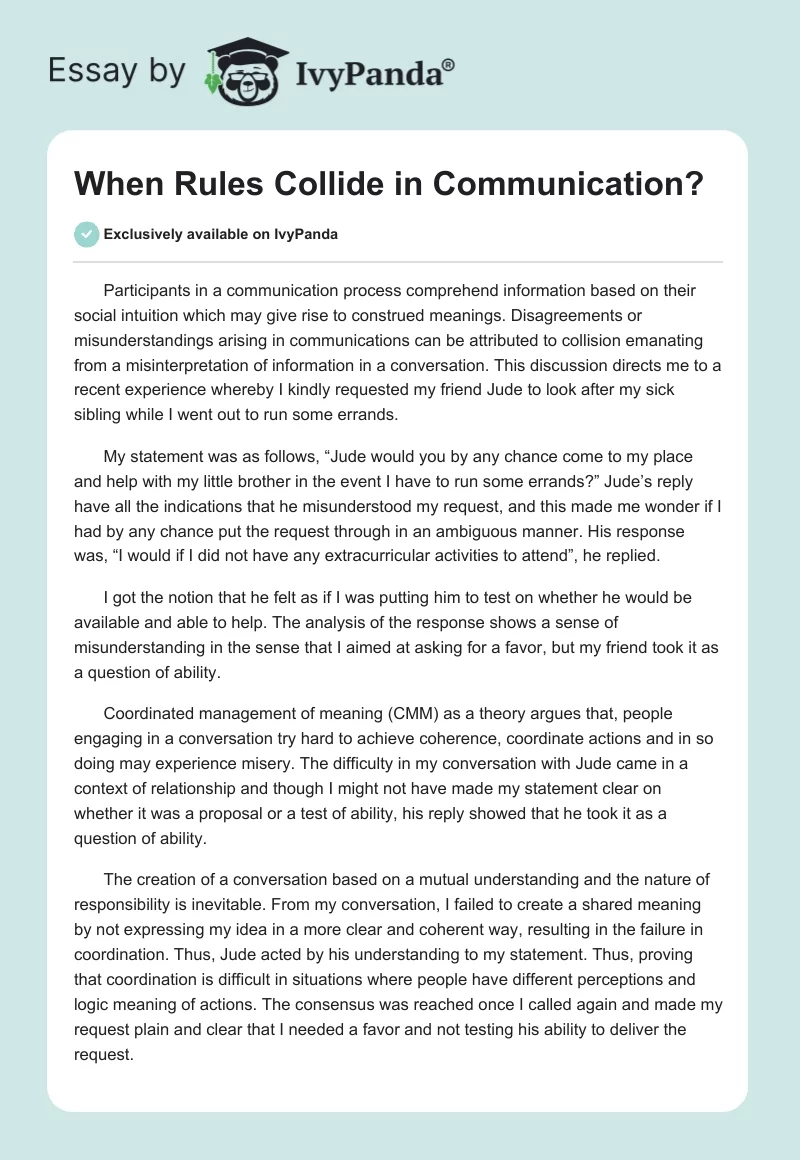 When Rules Collide in Communication?. Page 1